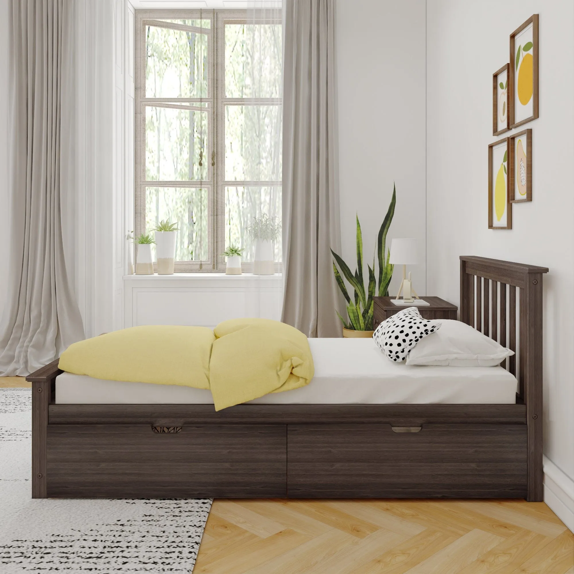 Twin Slatted Bed With Storage Drawers