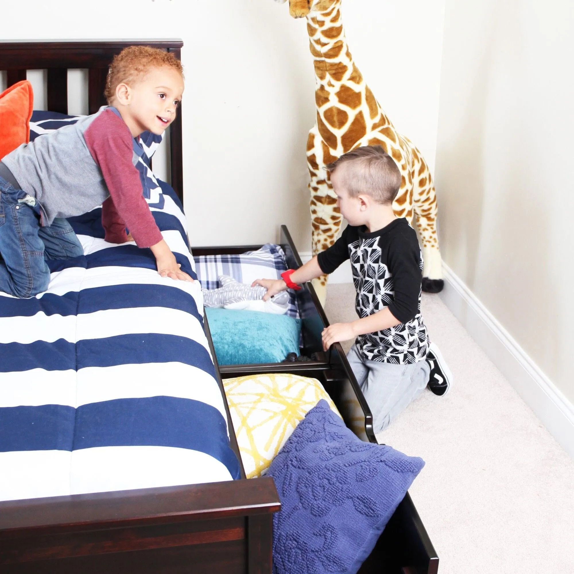 Twin Slatted Bed With Storage Drawers