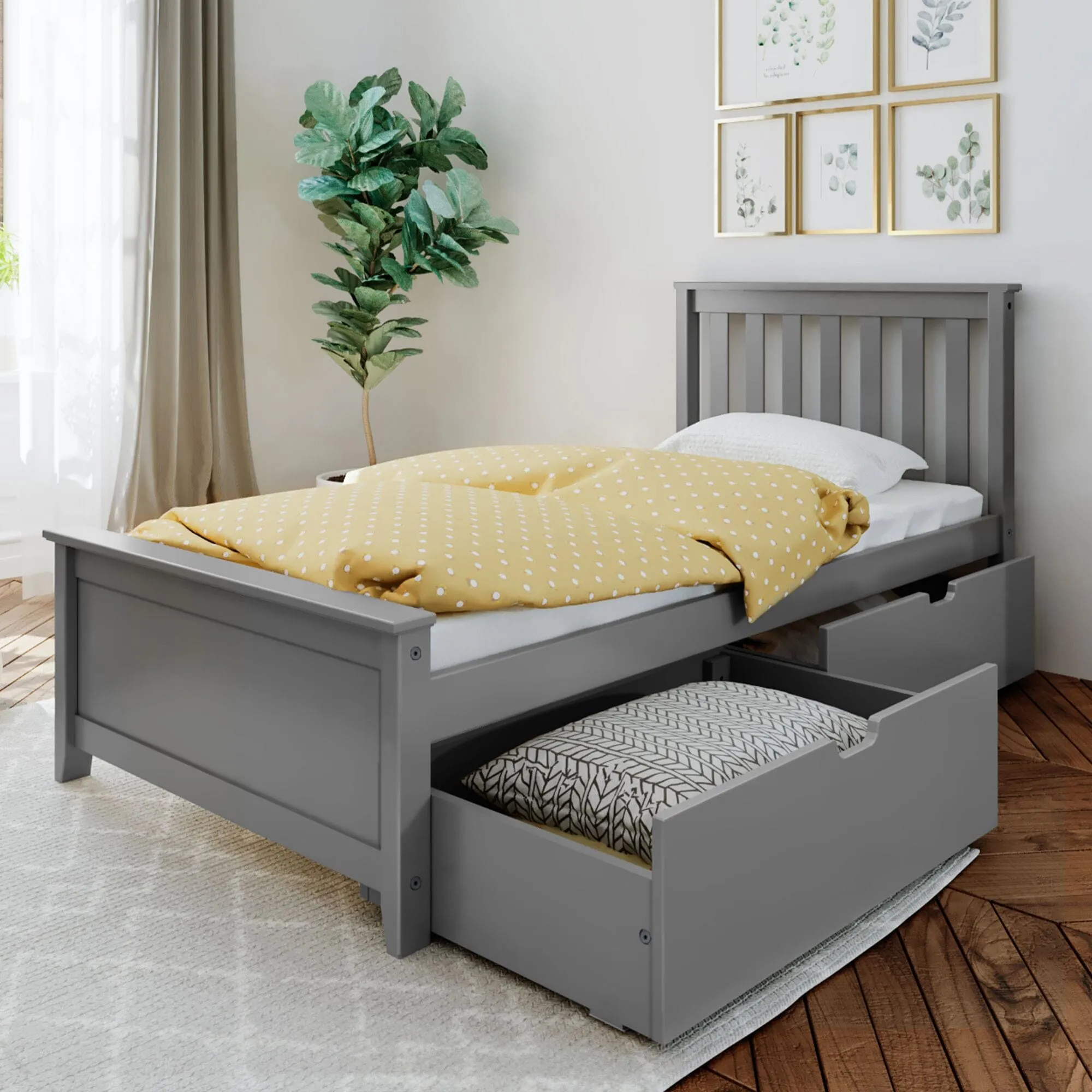 Twin Slatted Bed With Storage Drawers