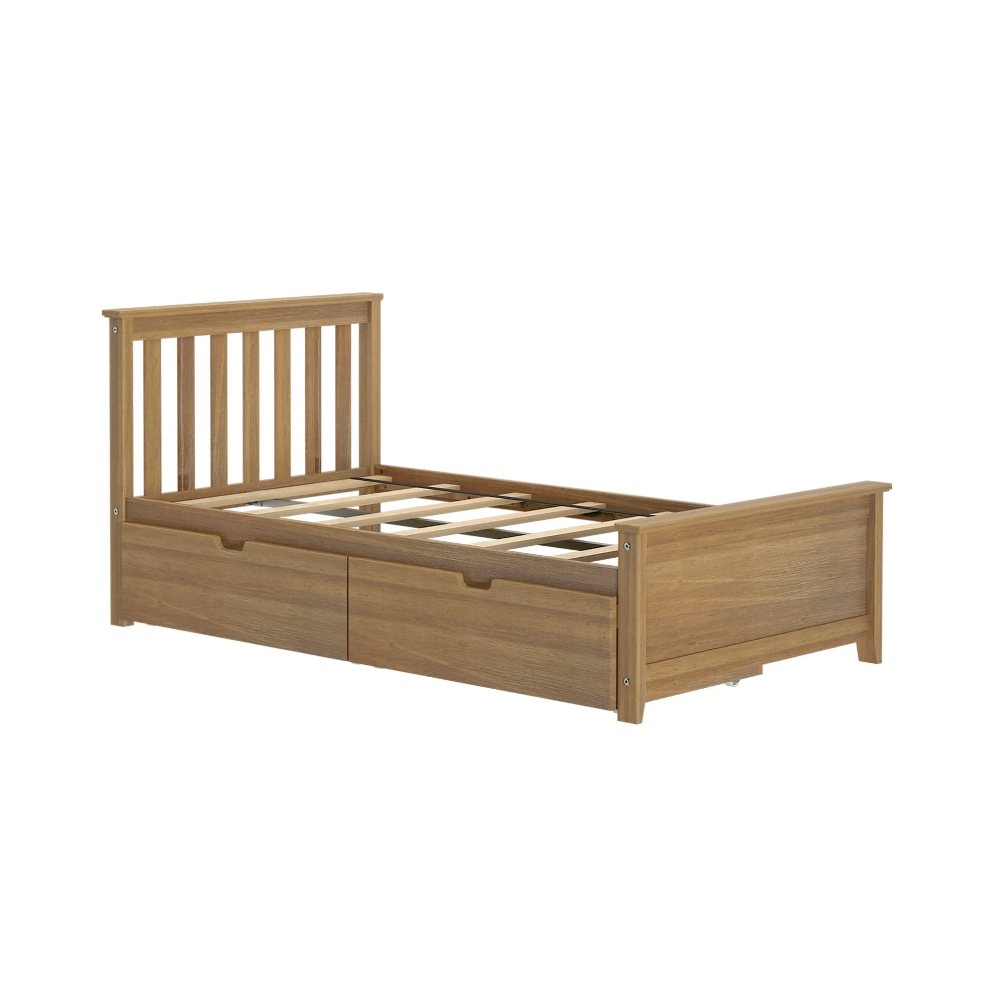 Twin Slatted Bed With Storage Drawers