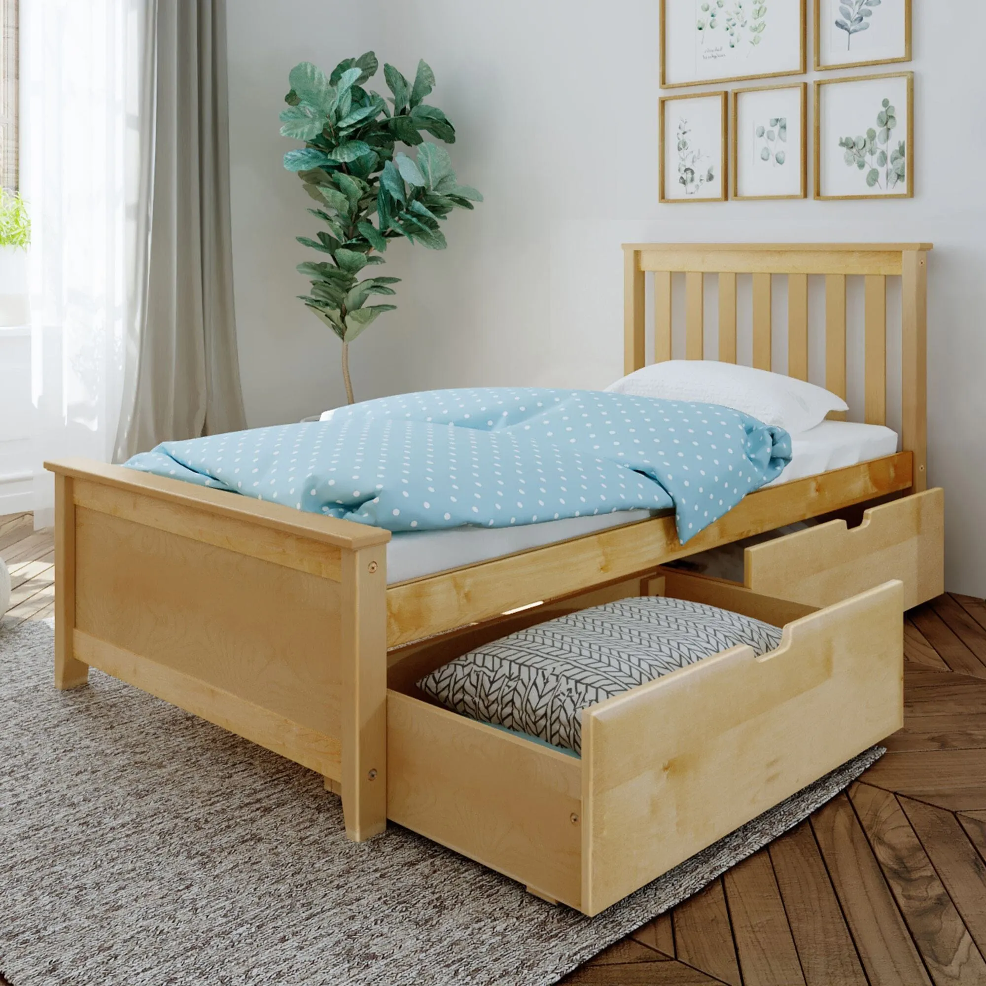 Twin Slatted Bed With Storage Drawers