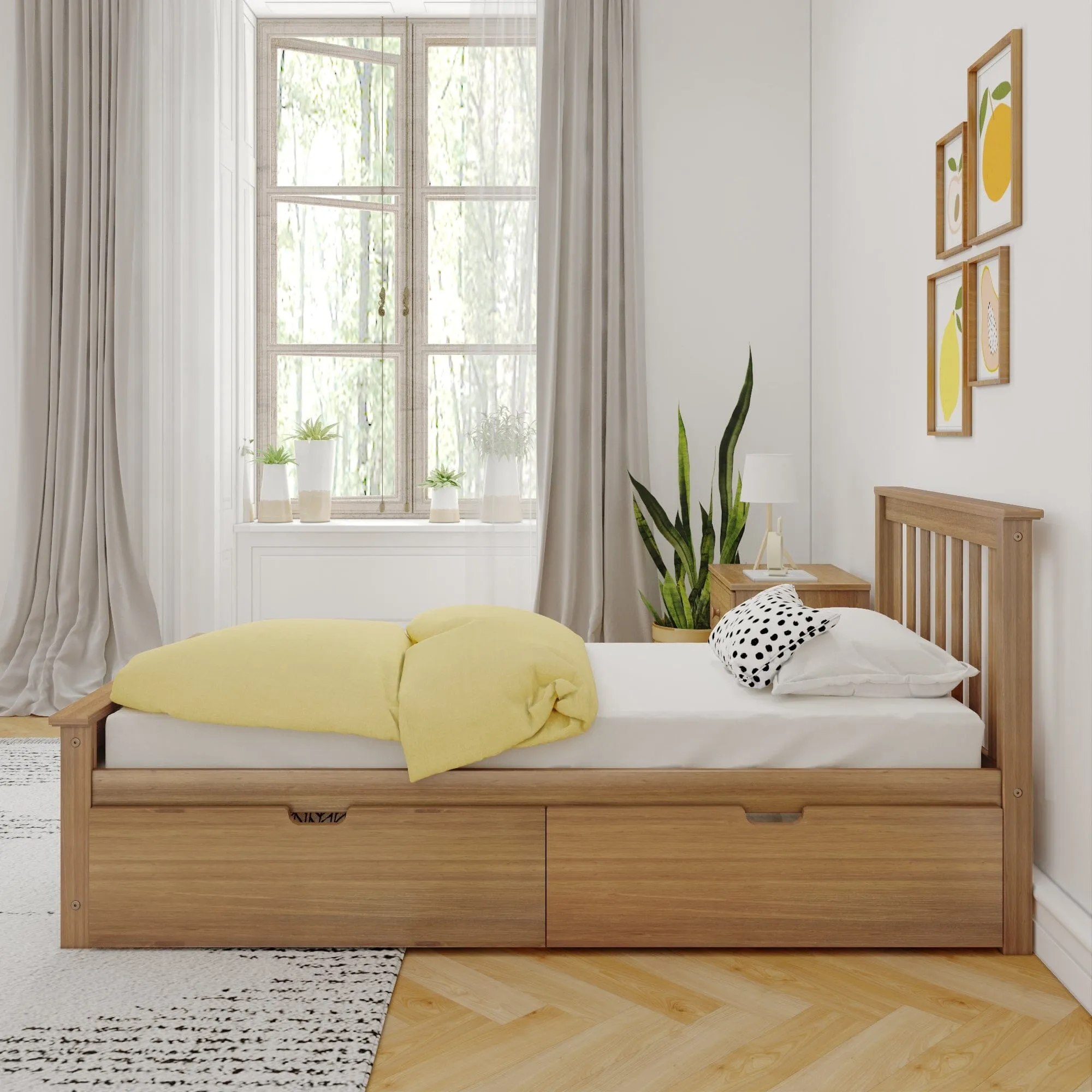 Twin Slatted Bed With Storage Drawers