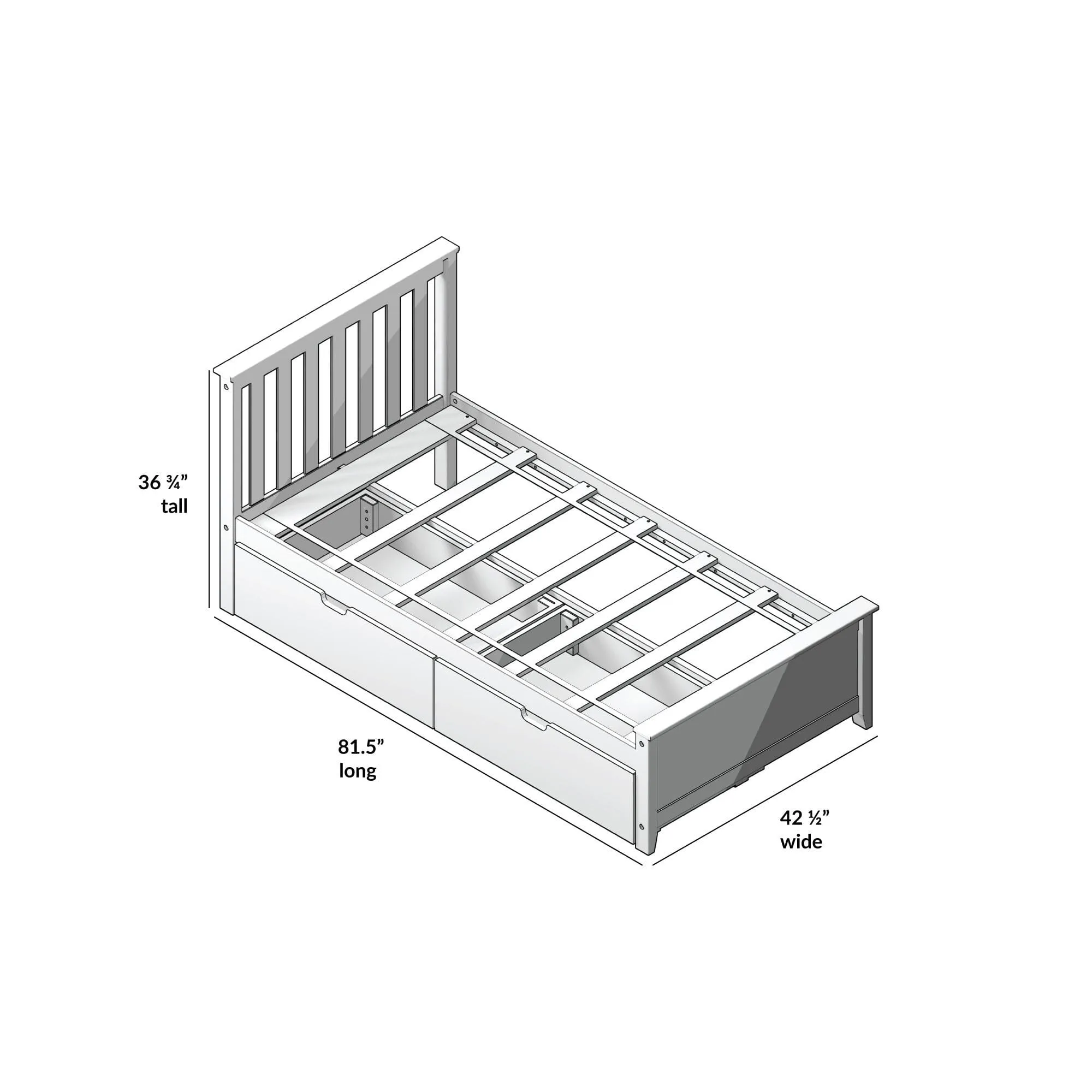 Twin Slatted Bed With Storage Drawers