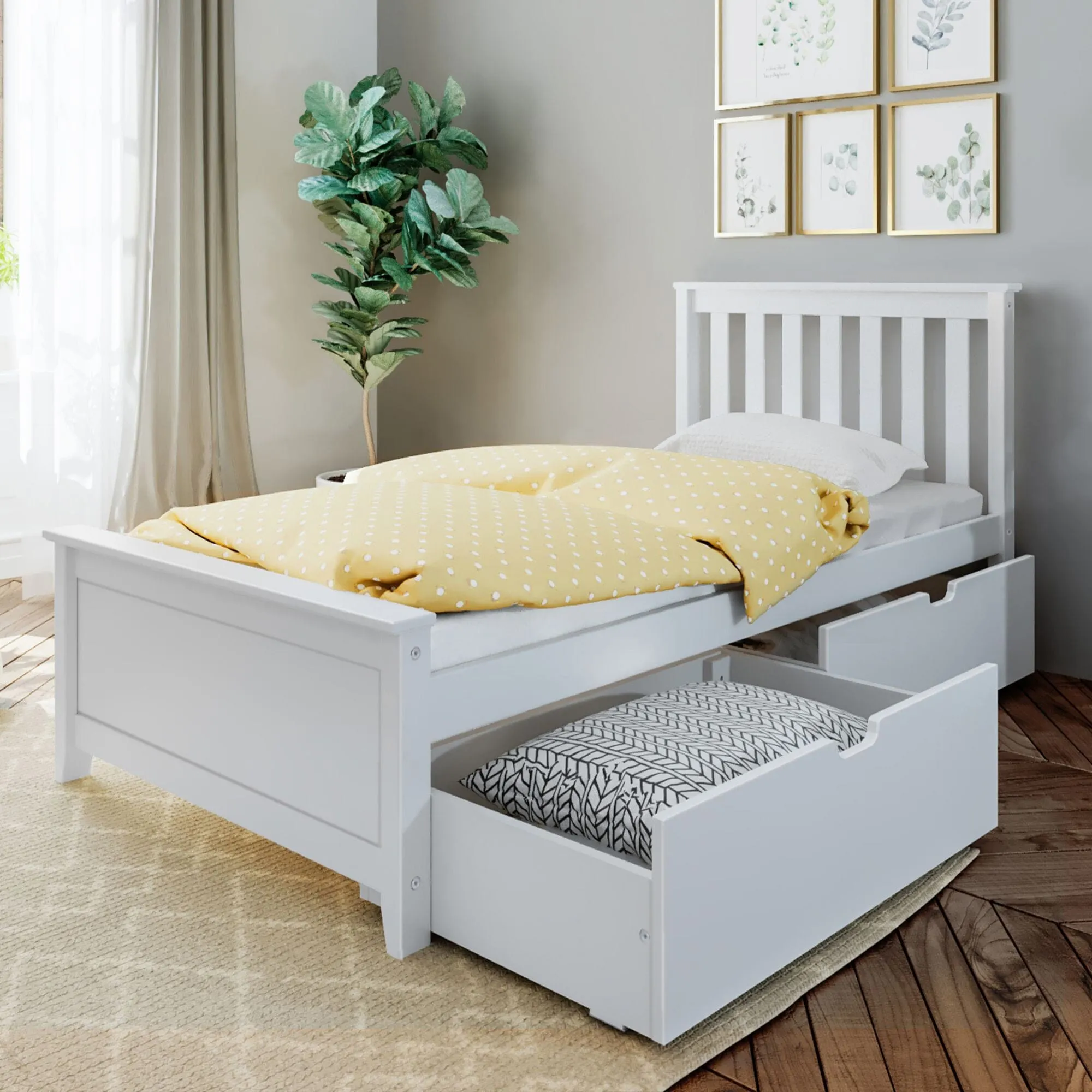 Twin Slatted Bed With Storage Drawers