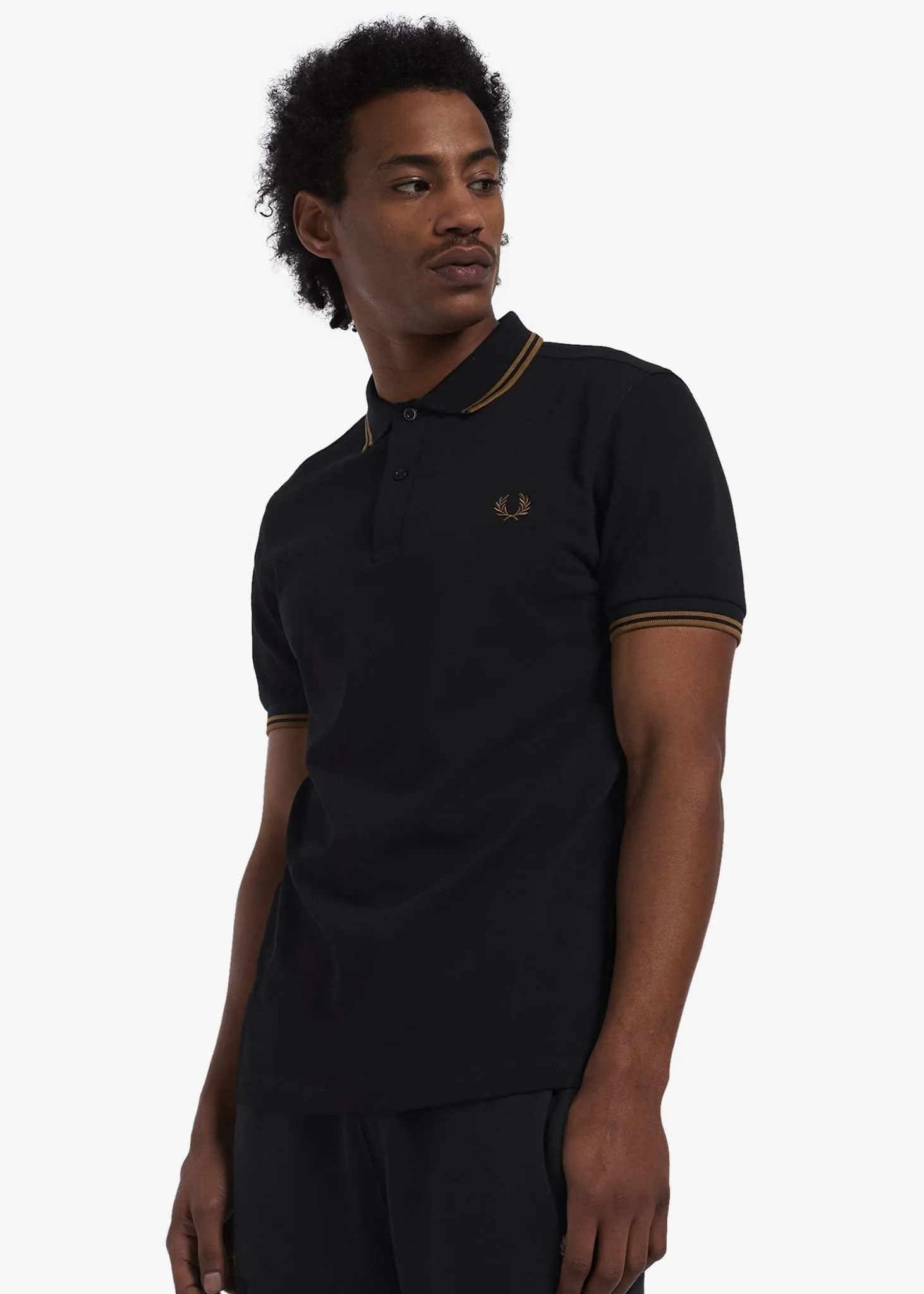 Twin tipped fred perry shirt - black shaded stone