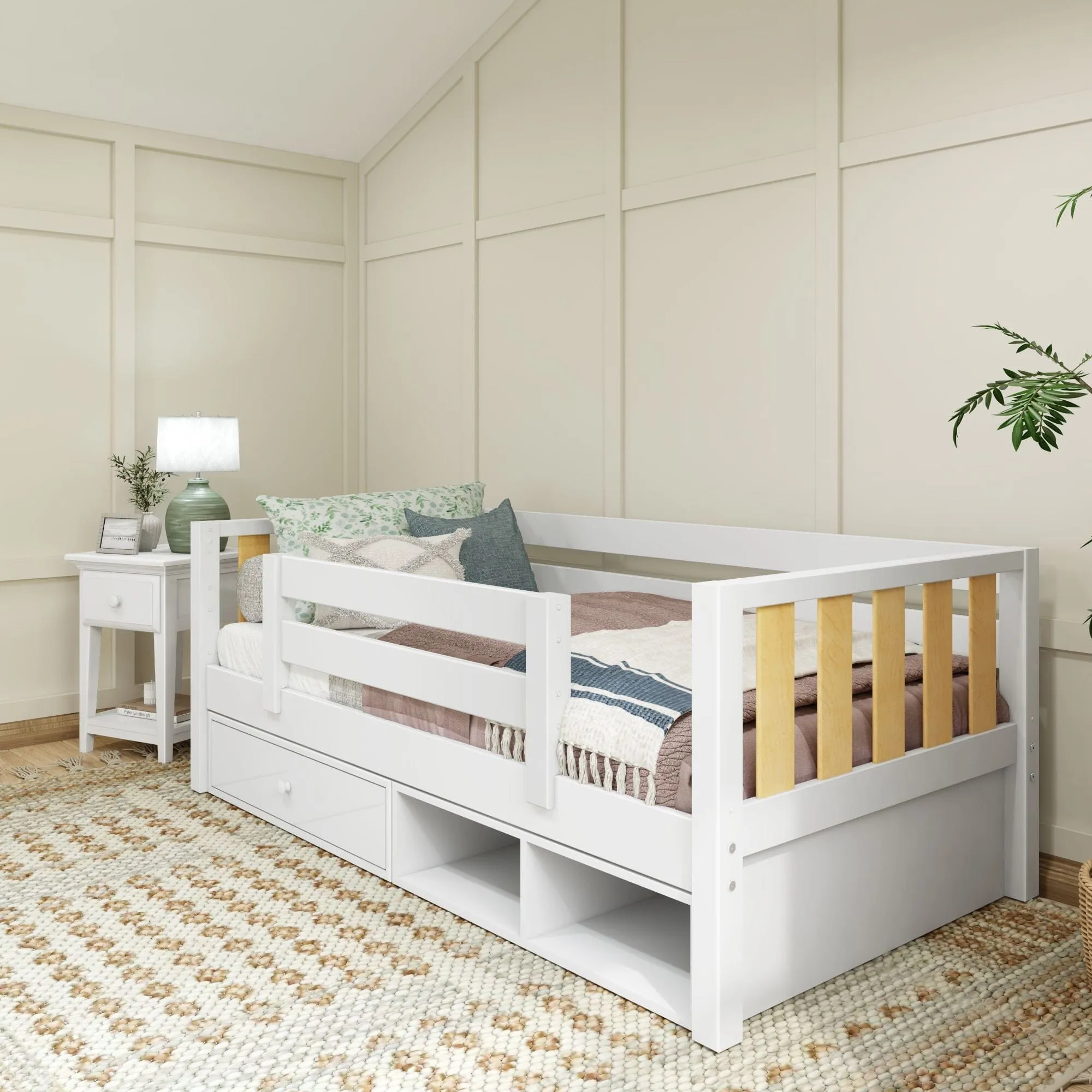 Twin Toddler Bed with Dresser and Cubbie