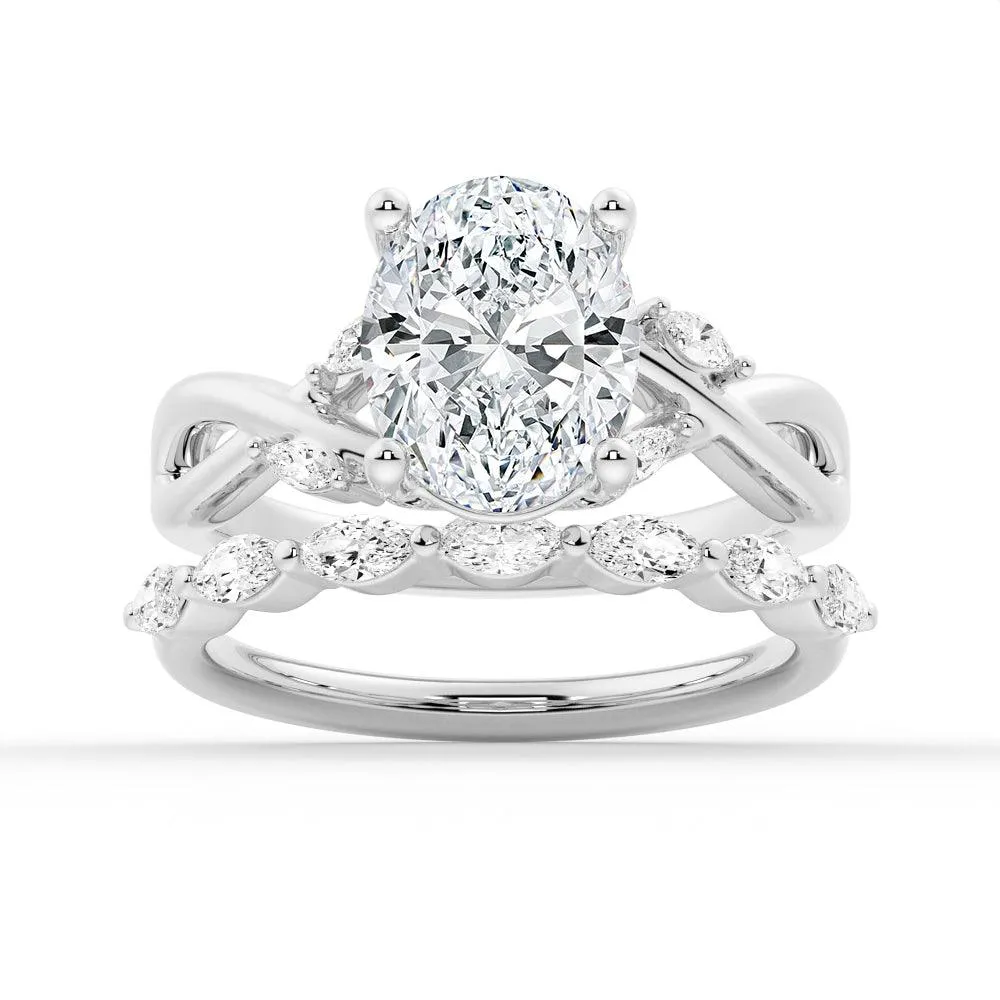 Twist Vine Oval Shaped Moissanite Engagement Ring