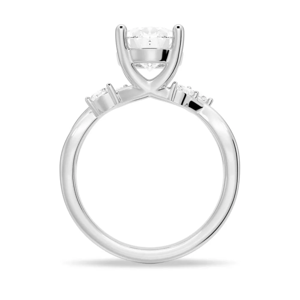 Twist Vine Oval Shaped Moissanite Engagement Ring