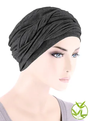 TWISTBB-CHARCOAL#Bamboo Twisty Turban in Charcoal Gray