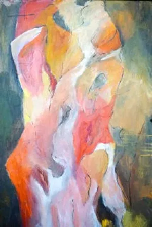 Two Figures in Red and Yellow, 2015 Acrylic on Canvas