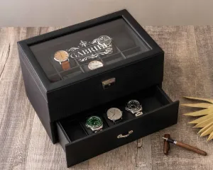 Two Layer Leather Watch Case 20 Slot Watch Box