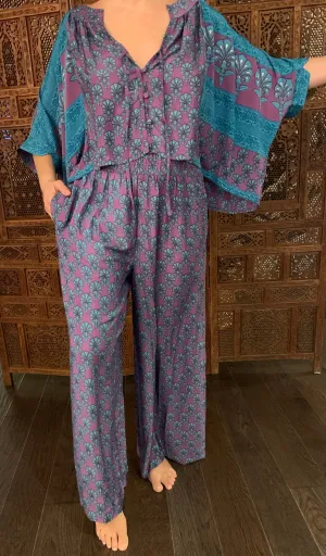 Two Piece Silk Set - Purple Rain