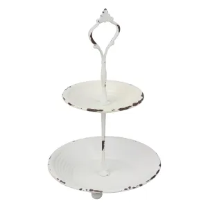 Two Tier White Metal Tray (WS)