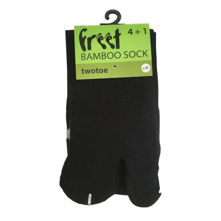 Two-Toe Bamboo Sock - Black / White