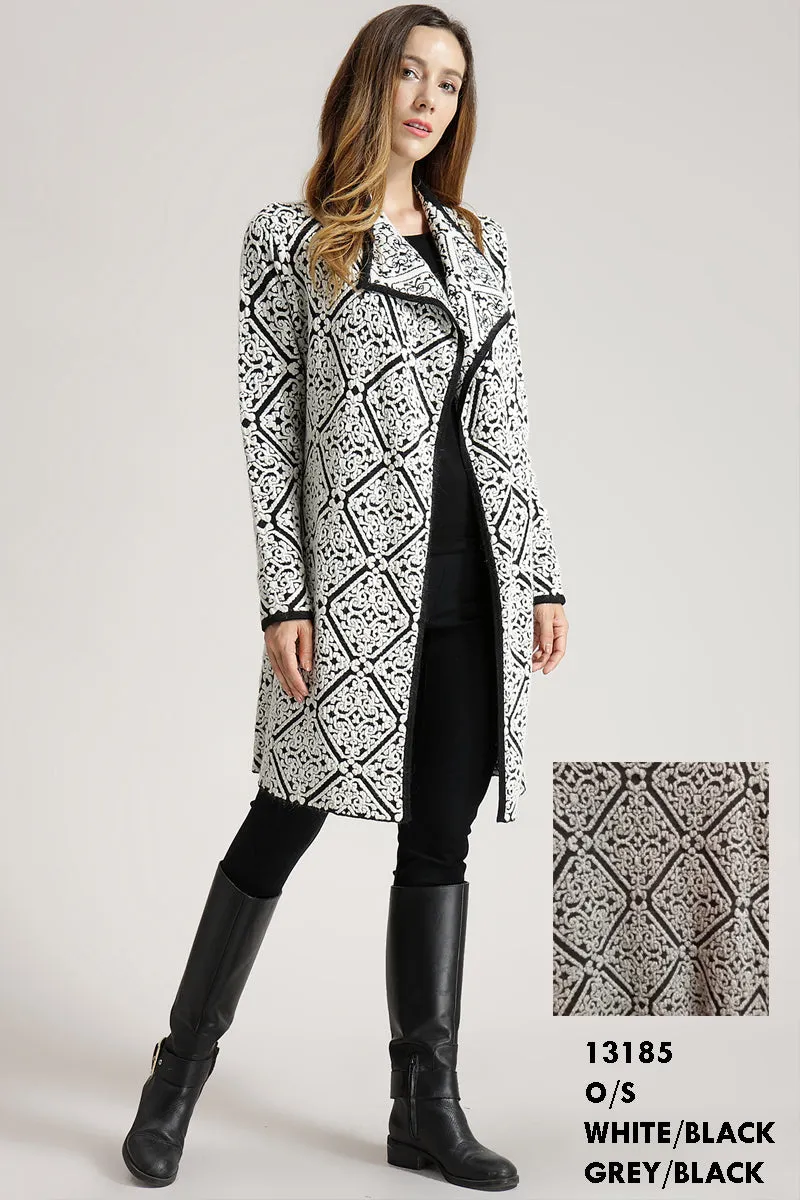 Two-Tone Diamond Pattern Lurex Coat