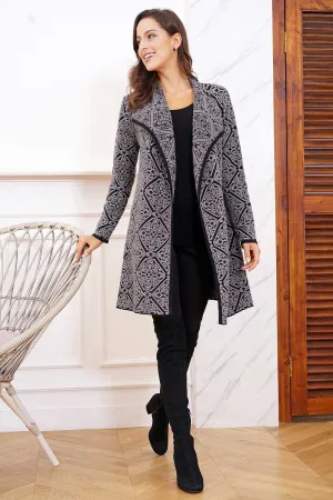 Two-Tone Diamond Pattern Lurex Coat