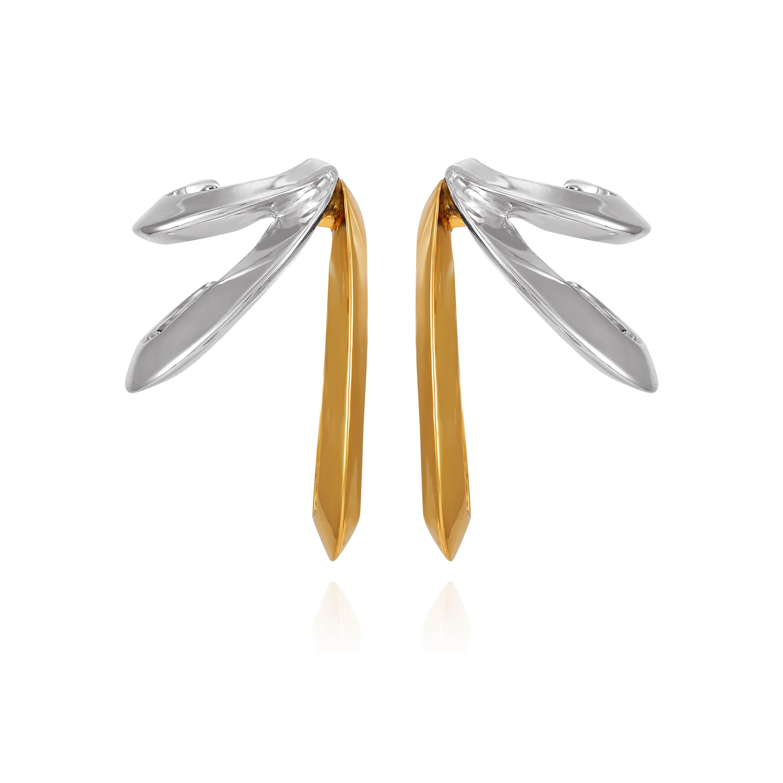 Two Tone Gilded Leaf Hoop Earrings