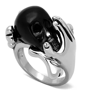 Two-Tone IP Black Stainless Steel Ring with Epoxy in Jet for Women Style TK1206