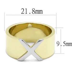 Two-Tone IP Gold (Ion Plating) Stainless Steel Ring with No Stone for Women Style TK3185