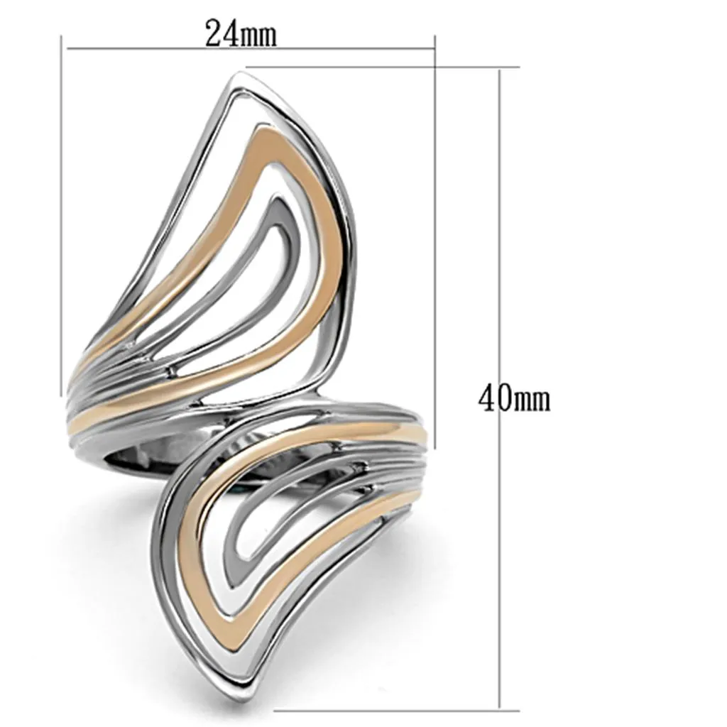 Two-Tone IP Rose Gold Stainless Steel Ring with No Stone for Women Style TK1292