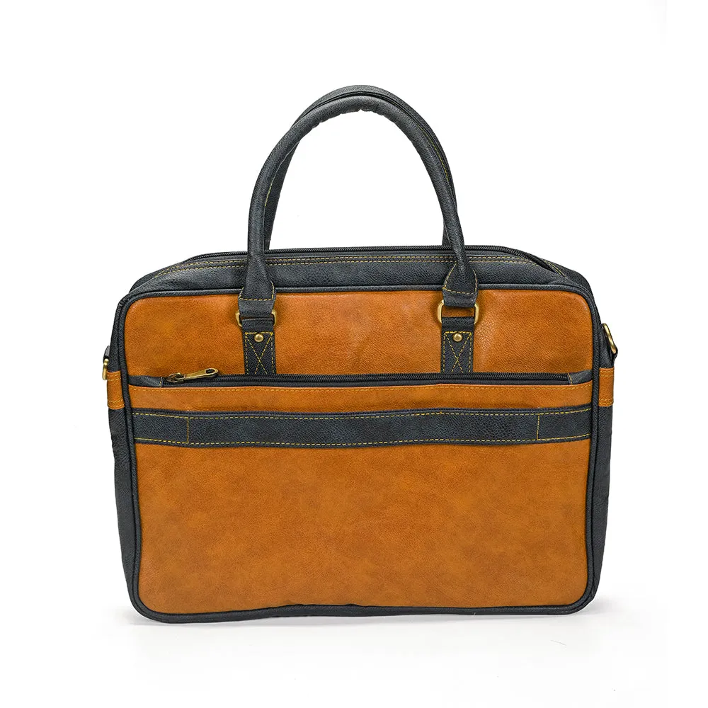 Two-Tone Leather Laptop Bag for Professionals