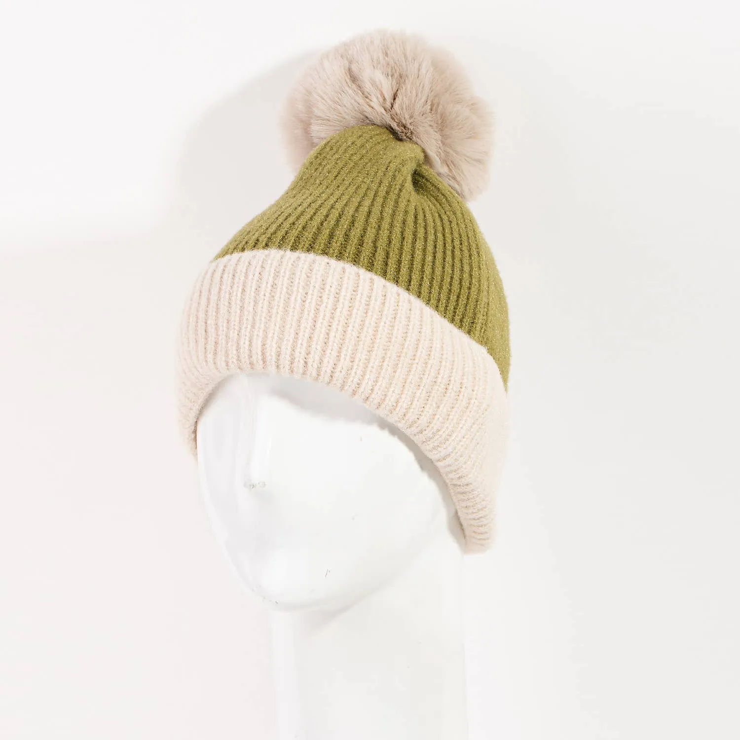 Two Tone Pom Beanie