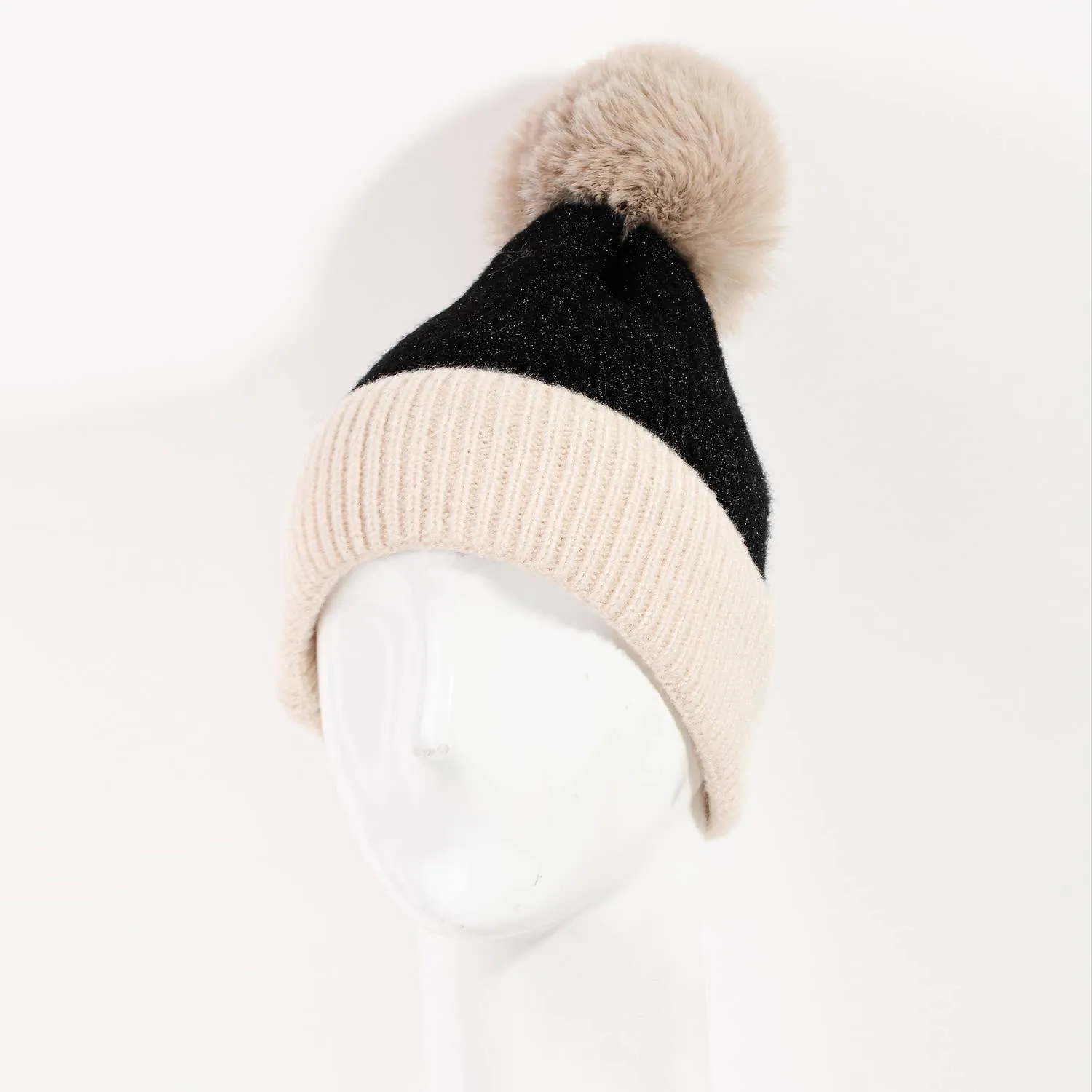 Two Tone Pom Beanie