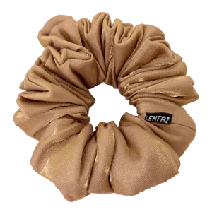 Two-Tone Tan Satin Silk Scrunchie