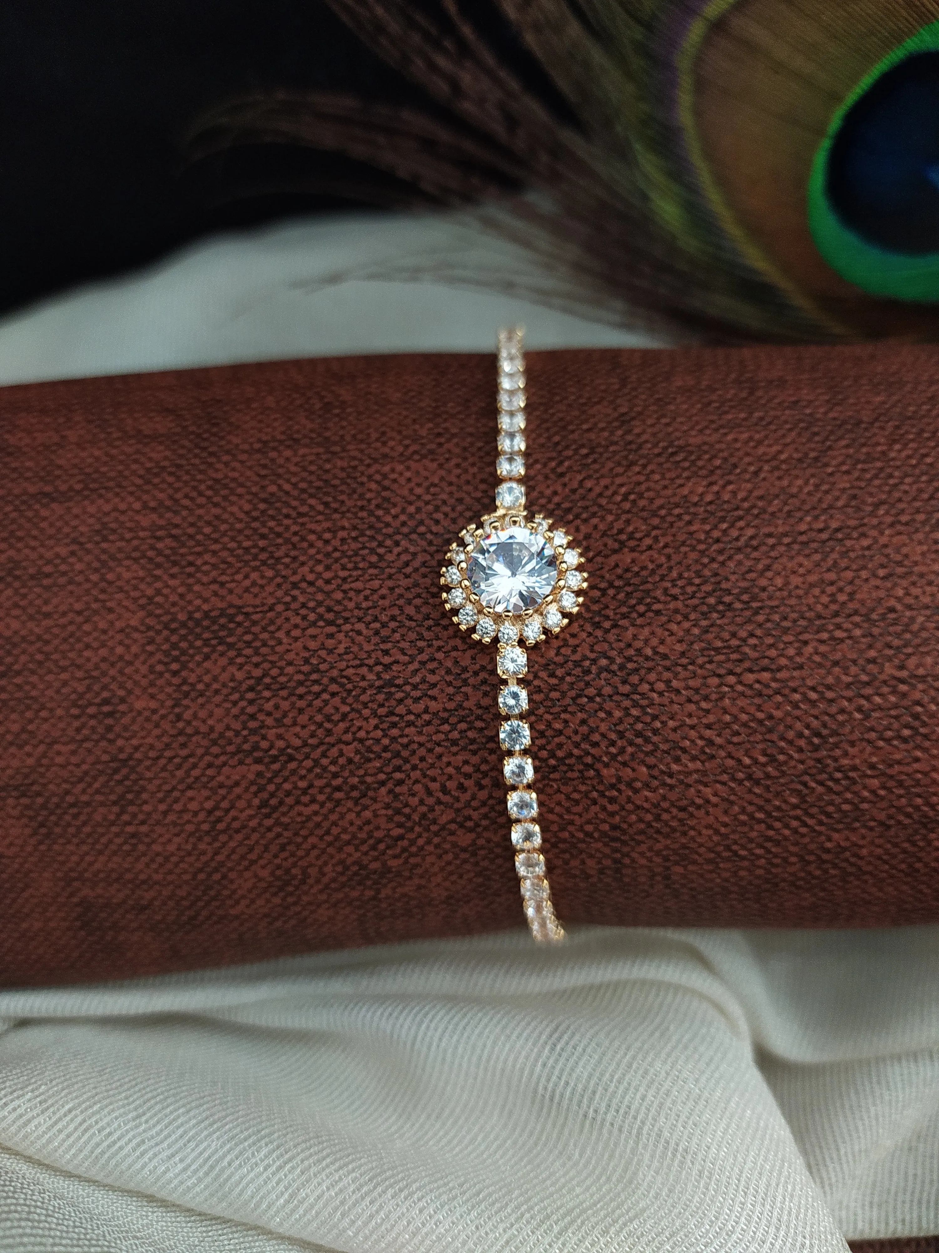 Two-Toned Elegance Gold & Rose Gold Plated Zircon Chain Bracelet