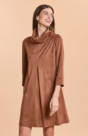 Tyler Böe Kim Cowl Faux Suede Dress - Saddle