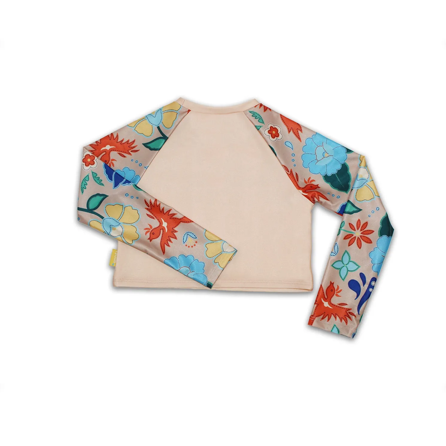 Tyoub Kids Long Sleeved Cropped Rash Vest Phoenix Print | Vanilla