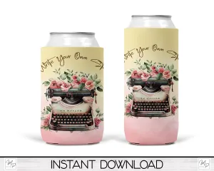 Typewriter Neoprene Can Cooler PNG Sublimation Design, Digital Download