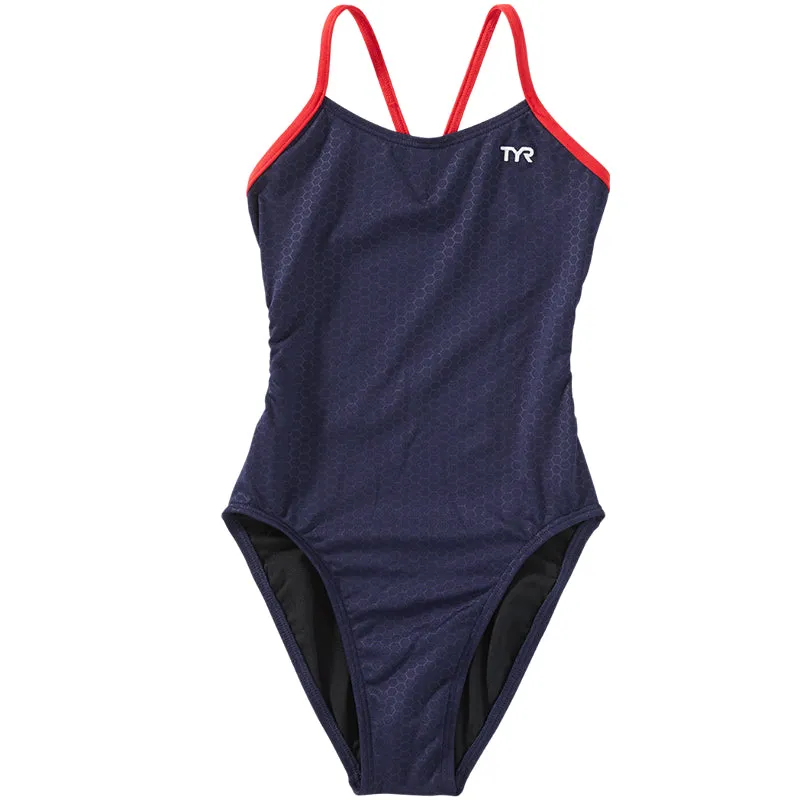 TYR - Hexa Cutoutfit Ladies Swimsuit - Navy/Red