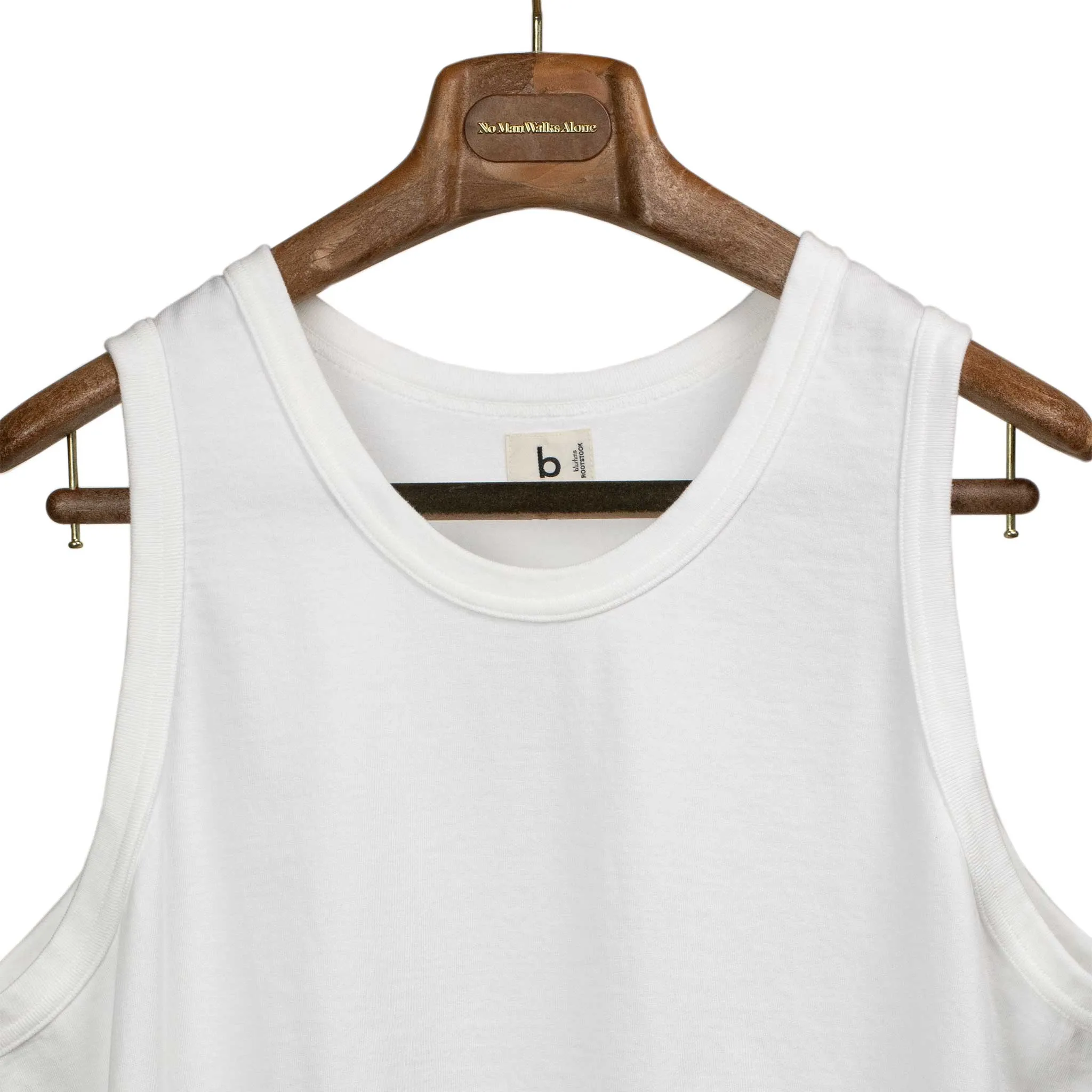 U-neck tank in off-white cotton and silk jersey (restock)