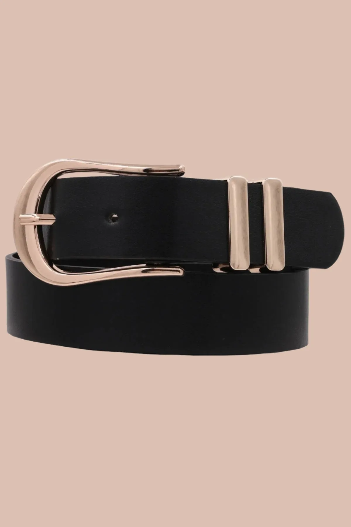 U Shape Buckle Faux Leather Belt