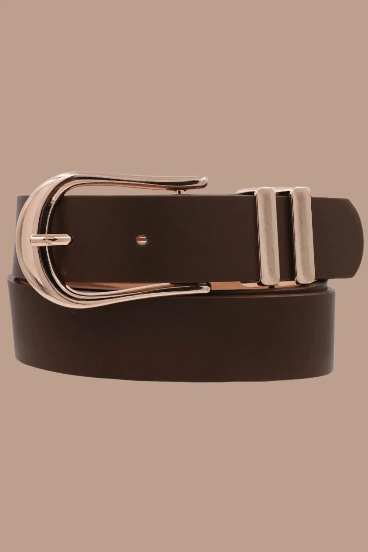 U Shape Buckle Faux Leather Belt