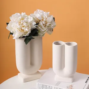 U-Shape Plain White Nordic Style Ceramics vase