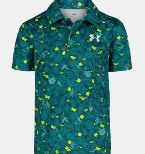 UA PLAYOFF 3.0 PRINTED POLO HYDRO TEAL