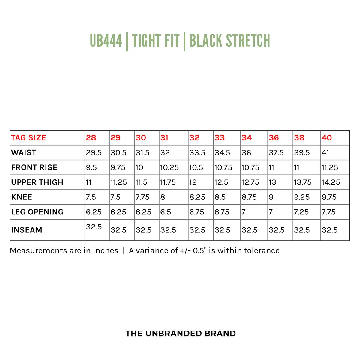 UB444 | Tight Fit | Black Stretch