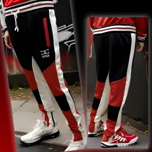 ^UCXX^ (BLACK-RED) JOGGER STYLE TRACK PANTS (ACTIVEWEAR)