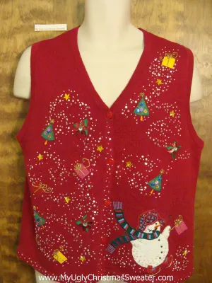 Ugliest Bling Red Christmas Sweater Vest