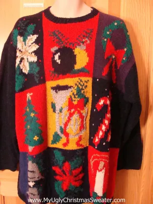 Ugly Christmas Sweater Colorful Blocks Wms Mens XXXL