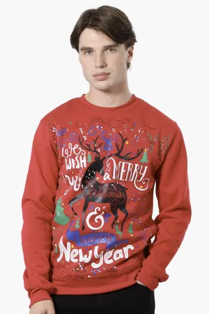 Ugly Christmas Sweater Festive Print Christmas Sweater - Red