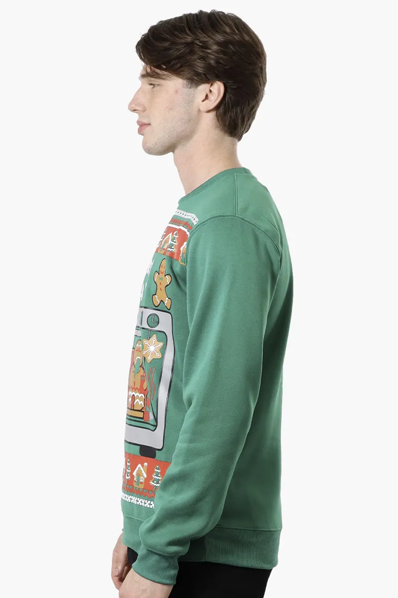 Ugly Christmas Sweater Let's Get Baked Print Christmas Sweater - Green