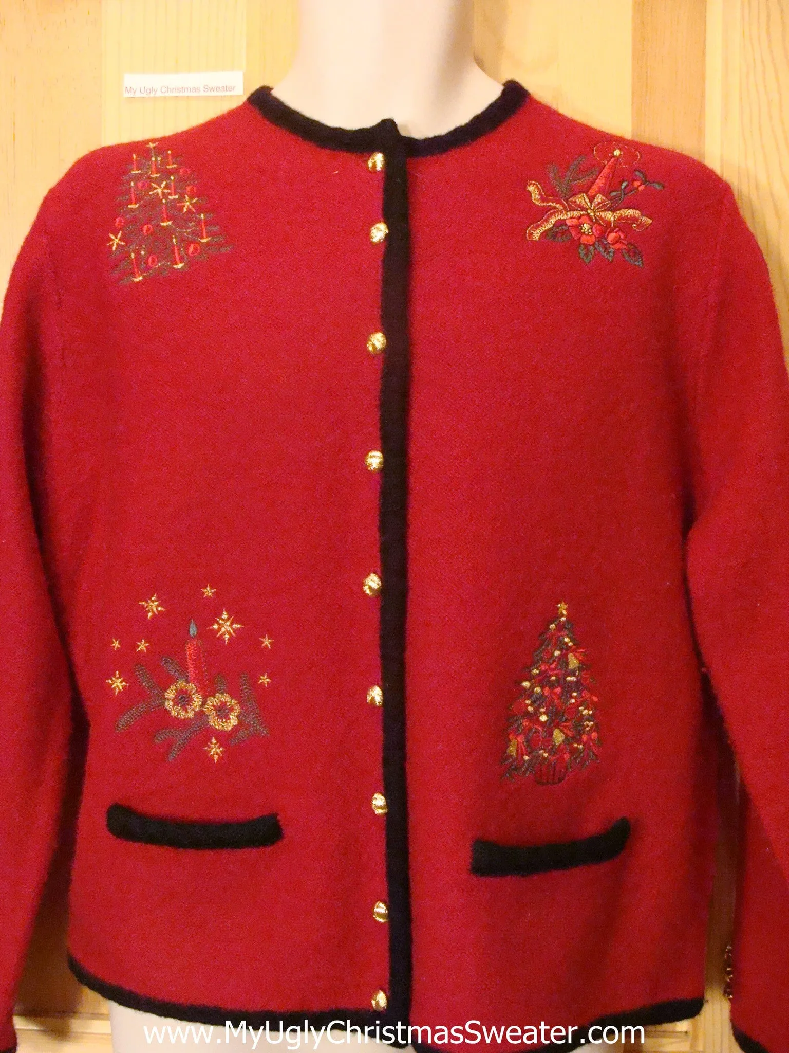 Ugly Christmas Sweater Red Wool Cardigan