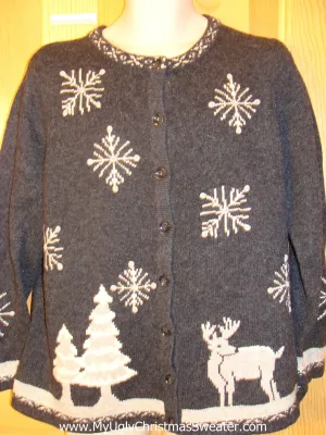 Ugly Christmas Sweater Reindeer Tree Snowflakes