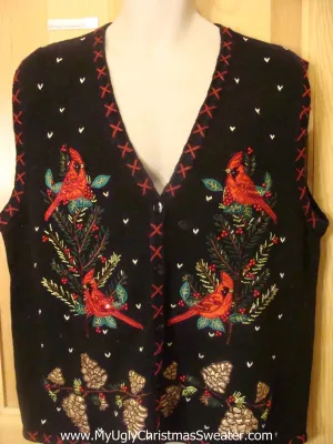 Ugly Christmas Sweater Vest Cardinals and Crafty Trim