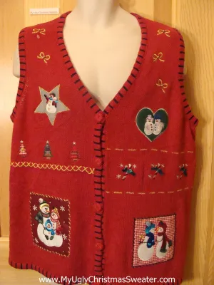 Ugly Christmas Sweater Vest with Crafty Star and Heart