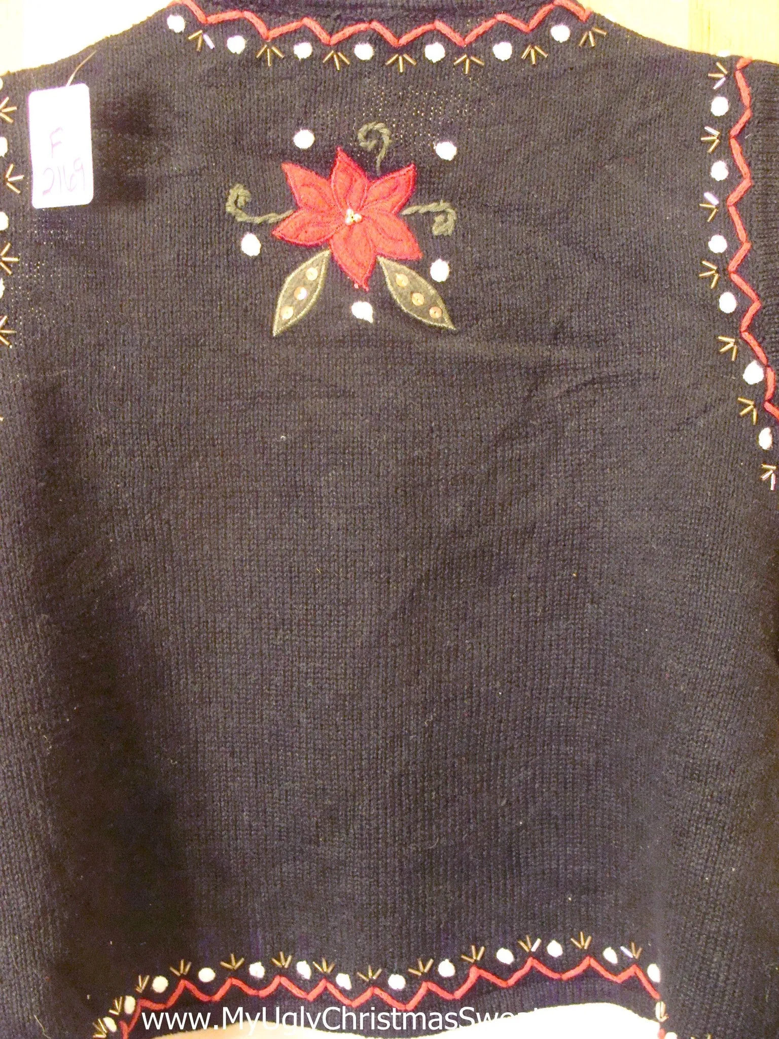 Ugly Christmas Sweater Vest with Poinsettias