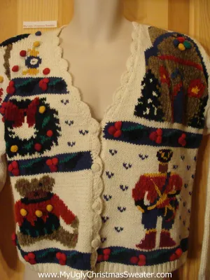 Ugly Christmas Sweater Veste 80s Nutcracker Bear